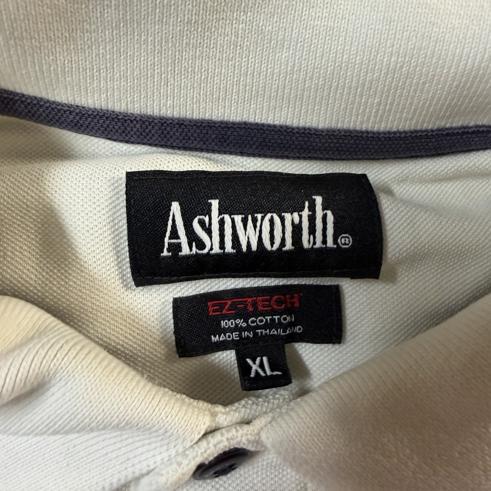 Vintage Y2K Ashworth Polo Shirt XL Mens White Embroidered Logo Long Sleeve Golf - Picture 5 of 10